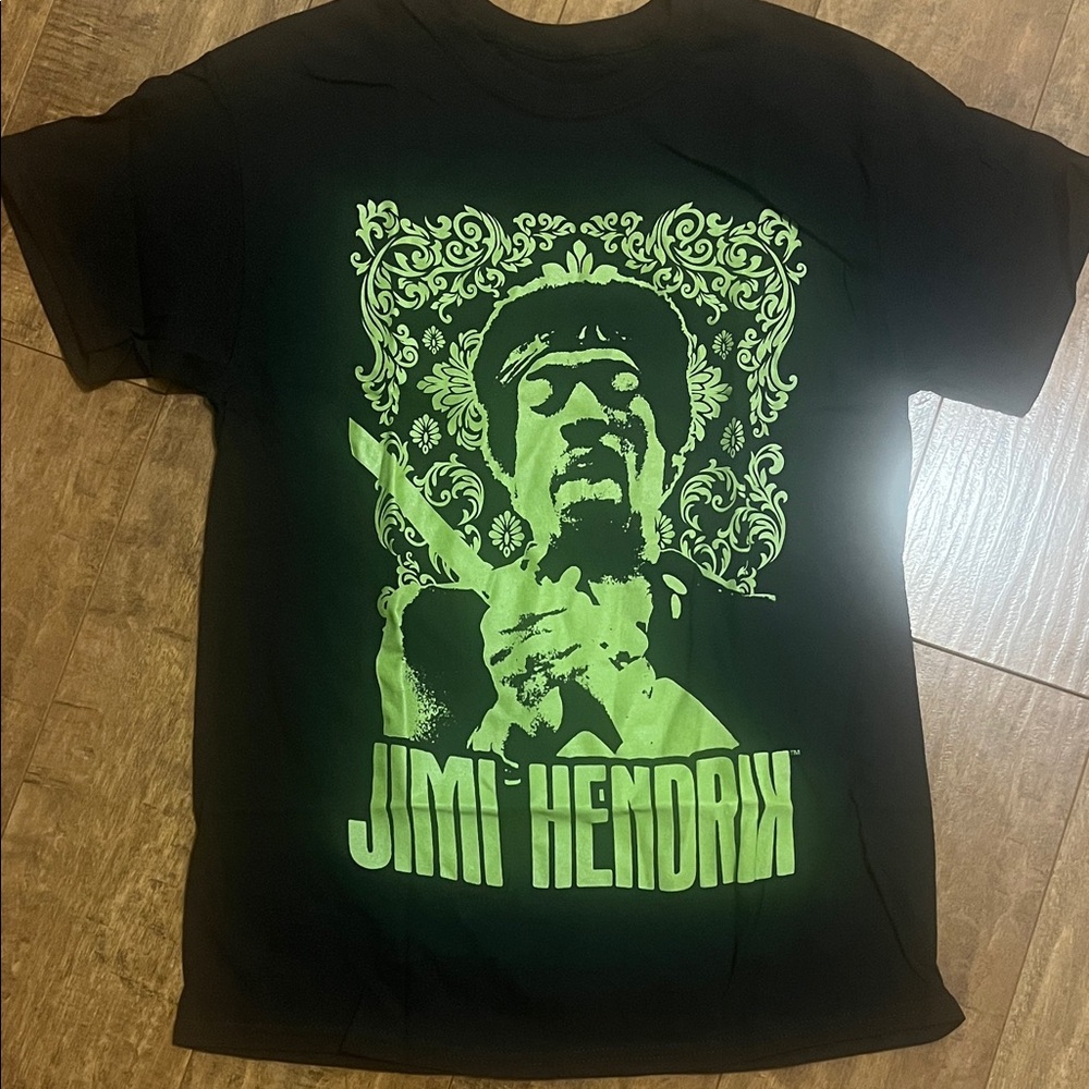 Jimi Hendrix Black and Green Short Sleeve Tee